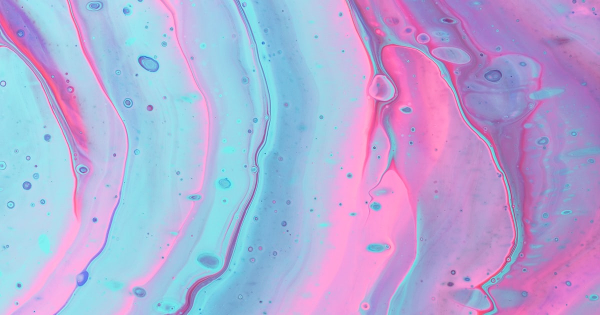 Abstract pink and coral fluid art patterns